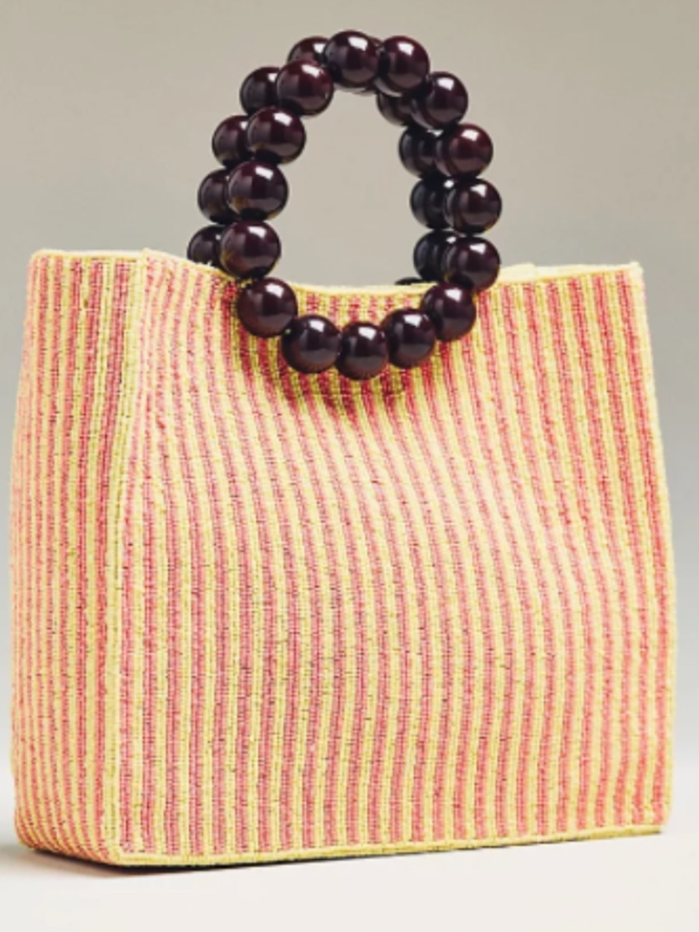 Anthropologie Wood Bead Bracelet Palm Tree Beaded Bag - Picture 2 of 3